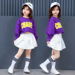 Girls Hip Hop Dance Skirt Ballroom Clothes for Boys Girls Jazz Dancing White Skirt Children Dancewear Clothing Stage Costumes