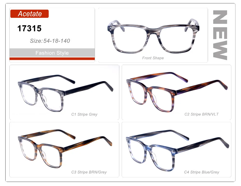 

Eye wonder Wholesale Man Square Glasses Frames Designer Glasses Blue Transparent Striped