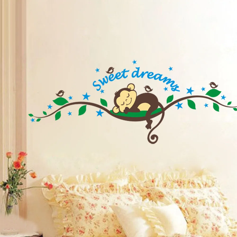 monkey sweet dream Wall Decal children room Wall Lettering Art Words Wall Sticker Home Decor Decoration Living Room