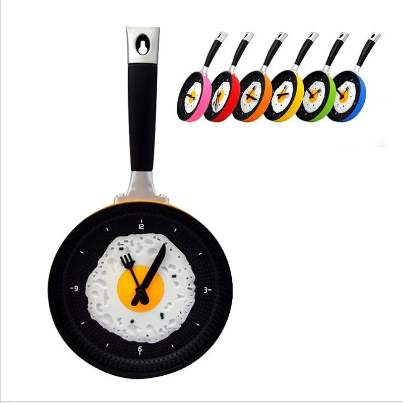 High Quality Wall Clock Metal Frying Pan Design 4.2cm Clocks Kitchen Decoration Novelty Art Watch