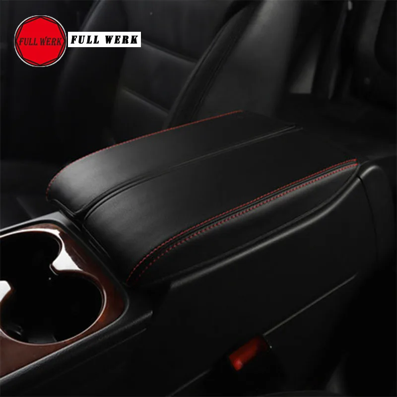 1 Pair Leather Car Armrest Box Cover Protective Cap Center Console Armrest Box Pad for VW Touareg 2011-2018 Interior Accessories