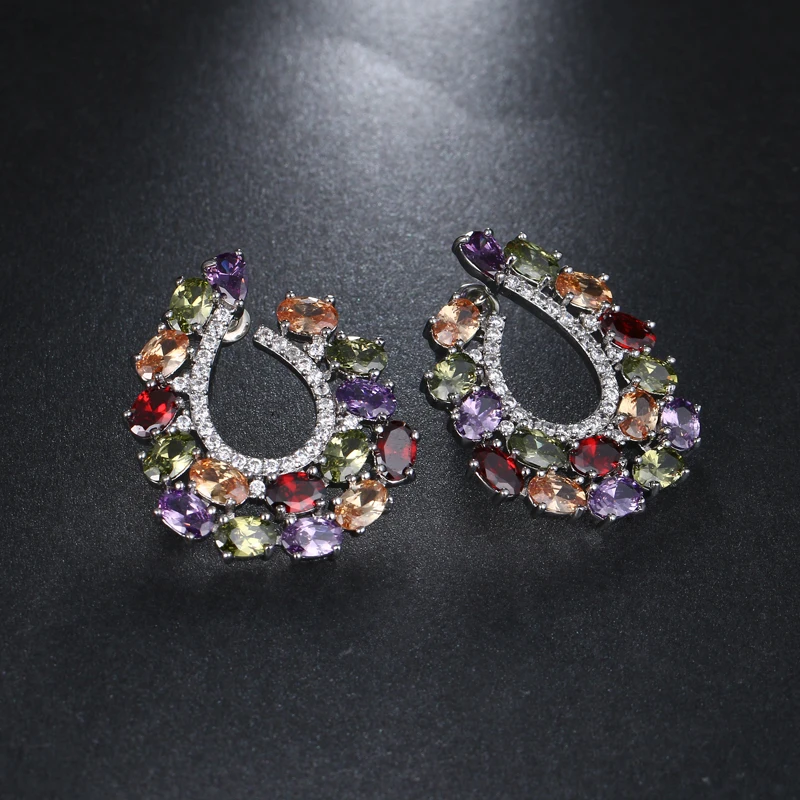 EMMAYA Brand New Multi Color Cz Stud Earring High Quality Fashion Earrings for Women Crystal Party Jewelry