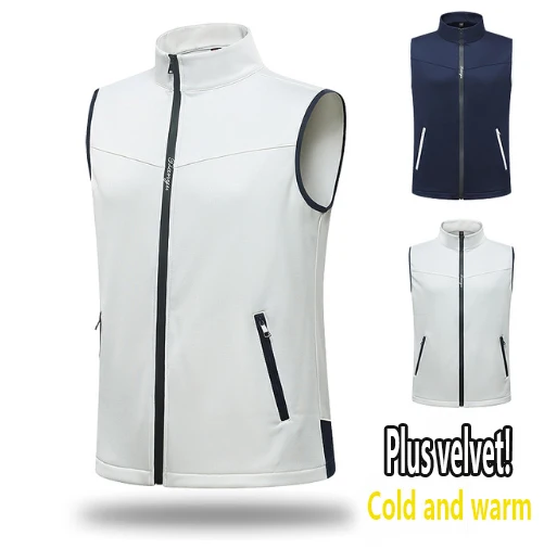 TTYGJ Brand Clothing Spring Men's Vest Plus Velvet fleece thick Keep Warm Sleeveless jacket Golf Sportswear Tops Windproof New