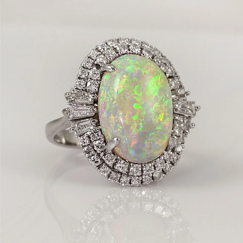 choucong Vintage Big Opal Ring 925 silver AAAAA Zircon cz Party Wedding Band Rings For Women men Fashion Jewelry