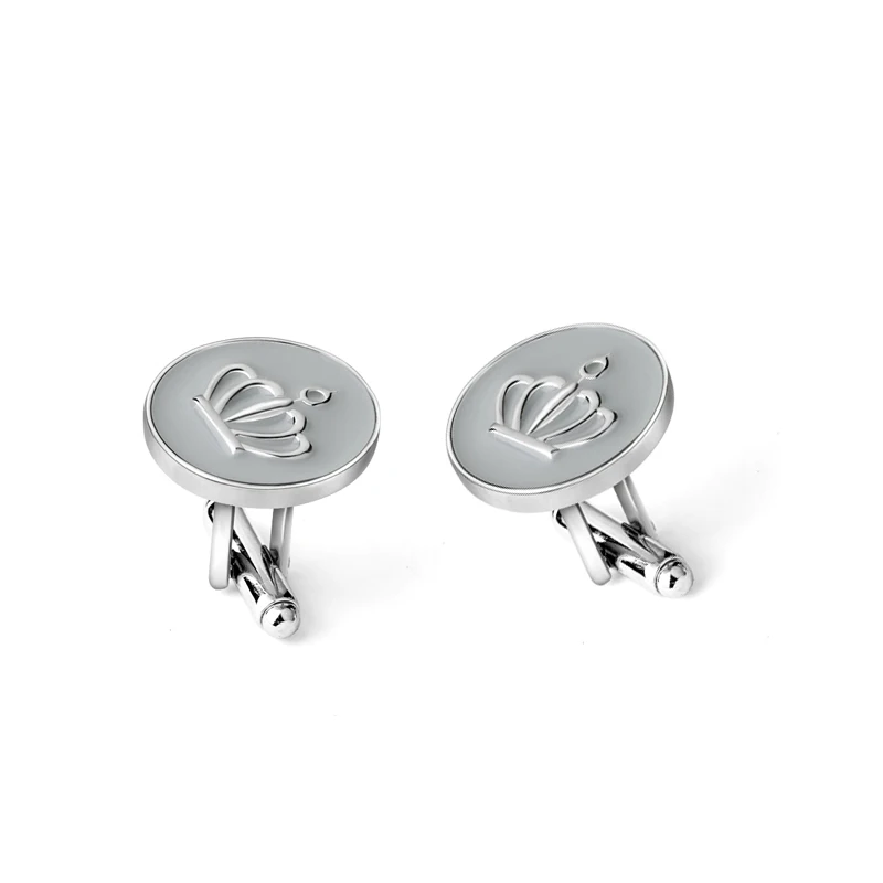 Gemelos de corona esmaltados para hombre, gemelos de corona imperial lechosa, joyería de moda para hombre, botones de pulsera de Metal, accesorios