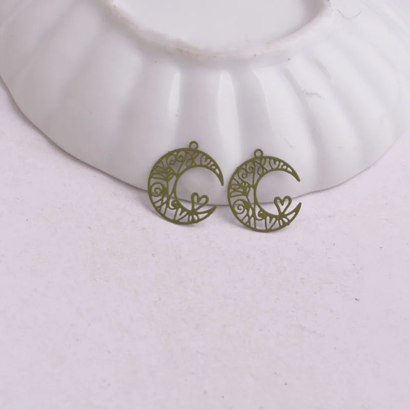100 Stück AC2806 10mm*12mm Mond-Anhänger, Mond- und Herz-Motive, Kleine Schmuckteile, DIY-Schmuckzubehör – Detail 5