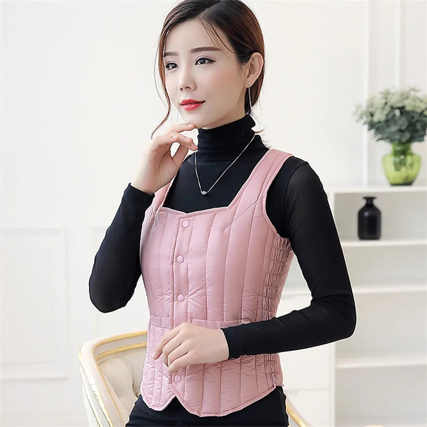 New Ultra Light Down Vest Coat Women Autumn Winter White Duck Down Vests Jacket Female Waistcoat Short Sleevelss Outwear AB635