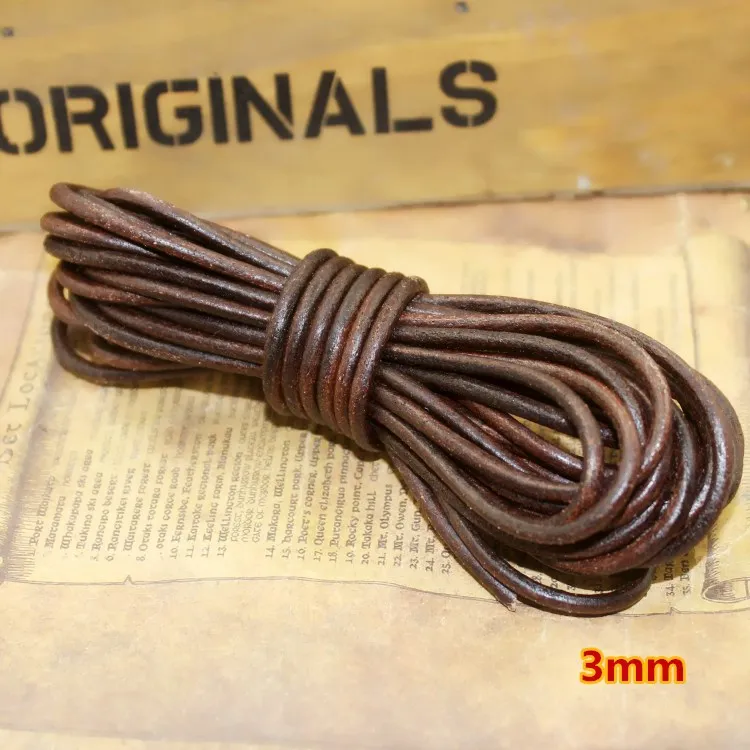 2meter 1-8mm Retro Braun Echtes Echtes Lederband Runde Flache Seil String Für DIY Halskette Armband schmuck Machen Zubehör