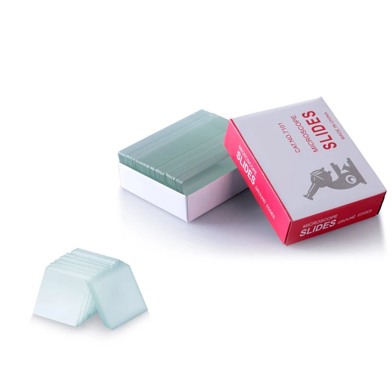 Slide de Microscópio para Ciência Biológica Básica Vidro de Cobertura Pré-limpo em Branco 50 Pcs 100 Pcs