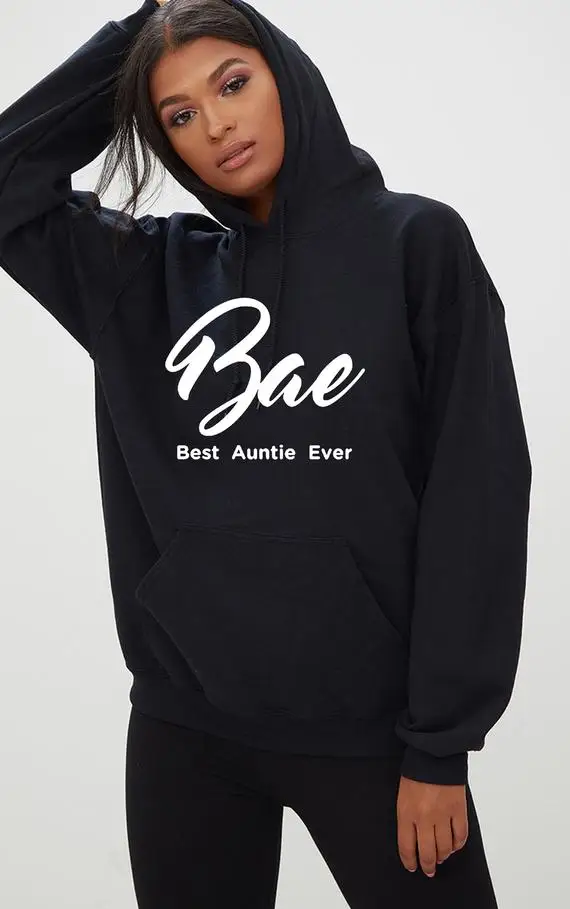 Sugarbaby Bae Best Auntie Ever Ladies Hoodie Funny Aunt Present Women Gift Hoody Birthday Christmas Gift Hood Hooded Drop ship