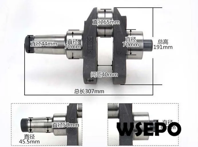 OEM Quality! Crankshaft Assy for S195 4 Stroke Small Water Cooled Diesel Engine