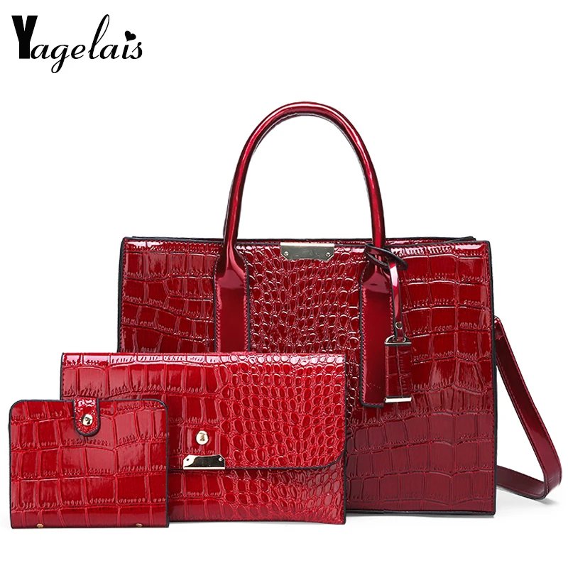 Women Crocodile Pattern Handbag Elegant Leather Composite Bag Luxury Large Shoulder Bag Alligator Design Lady Messenger Bags