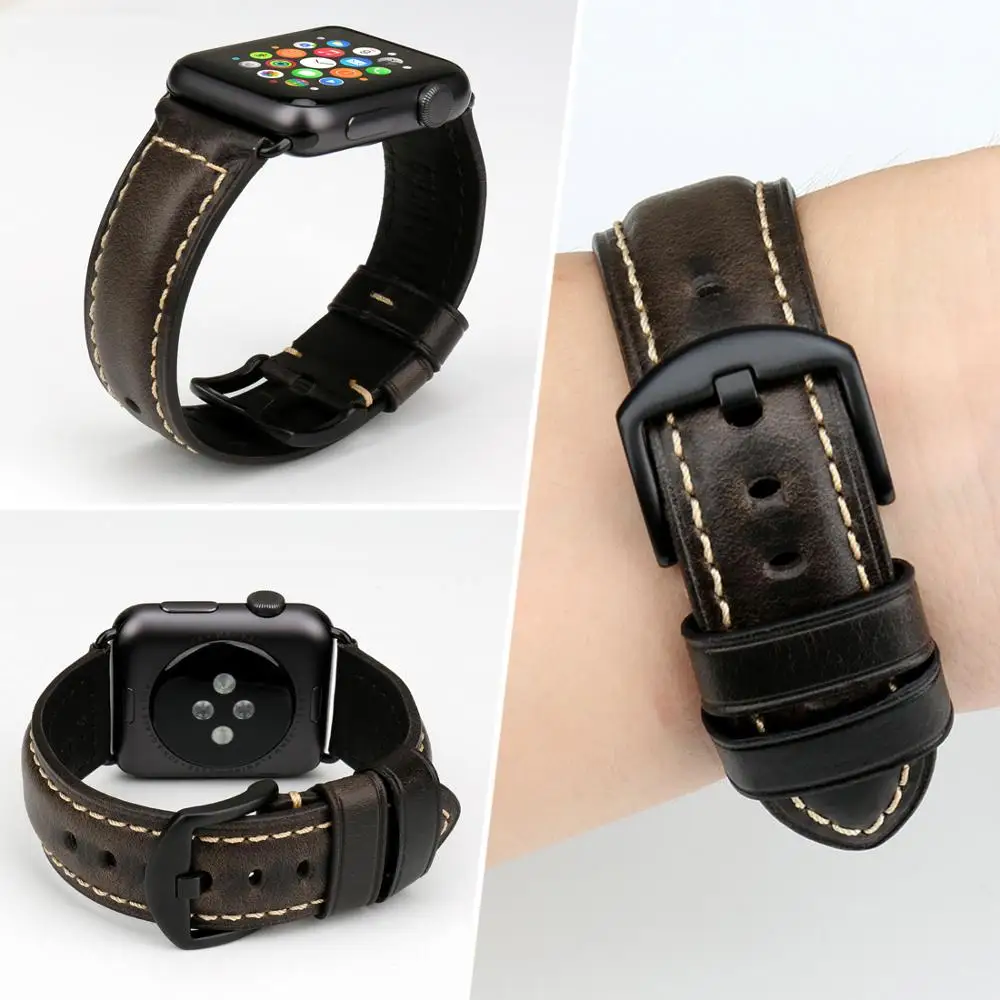 Leather Strap for Apple Watch Band 44mm 40mm 45mm 41mm 38mm 42mm Single Tour Watchband Bracelet IWatch Series 5 4 3 6 Se 7 Band