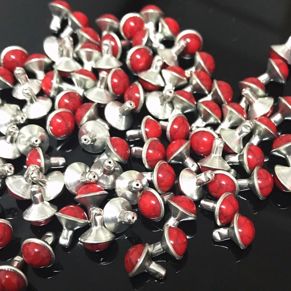 New Coming DIY 100PCS 6.8MM Accessories Red Turquoise Rivets Crack Rivets Leather Craft Punk Studs Fit DIY Making Shipping Free