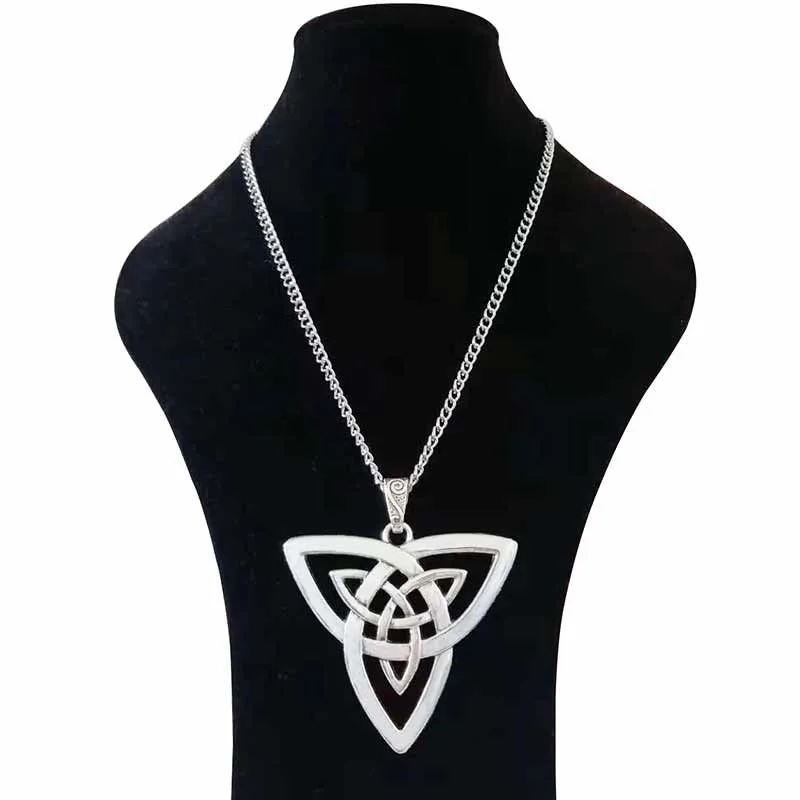 1 x Tibetan Silver Large Celtics Knot Viking Trinity Trinitarian Triquetra Amulet Pendants Necklaces on Long Chain Lagenlook 34