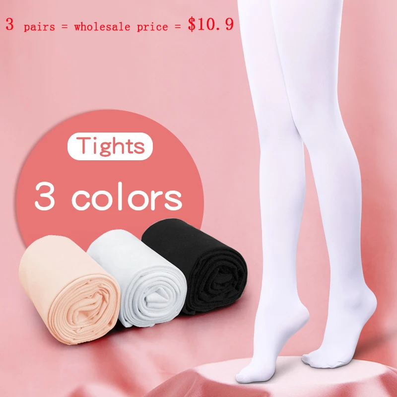 Kids Girls Dance Tights Black White Nude Women Stockings Ballet Microfiber Pantyhose 3 Pairs 80D