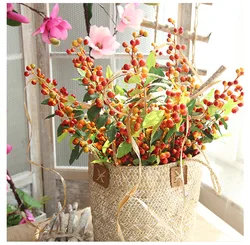 5pcs 70cm Fake Foam Pomegranate Christmas Fruit Small Berries Artificial Flowers red cherry Home Wedding Christmas Decorative