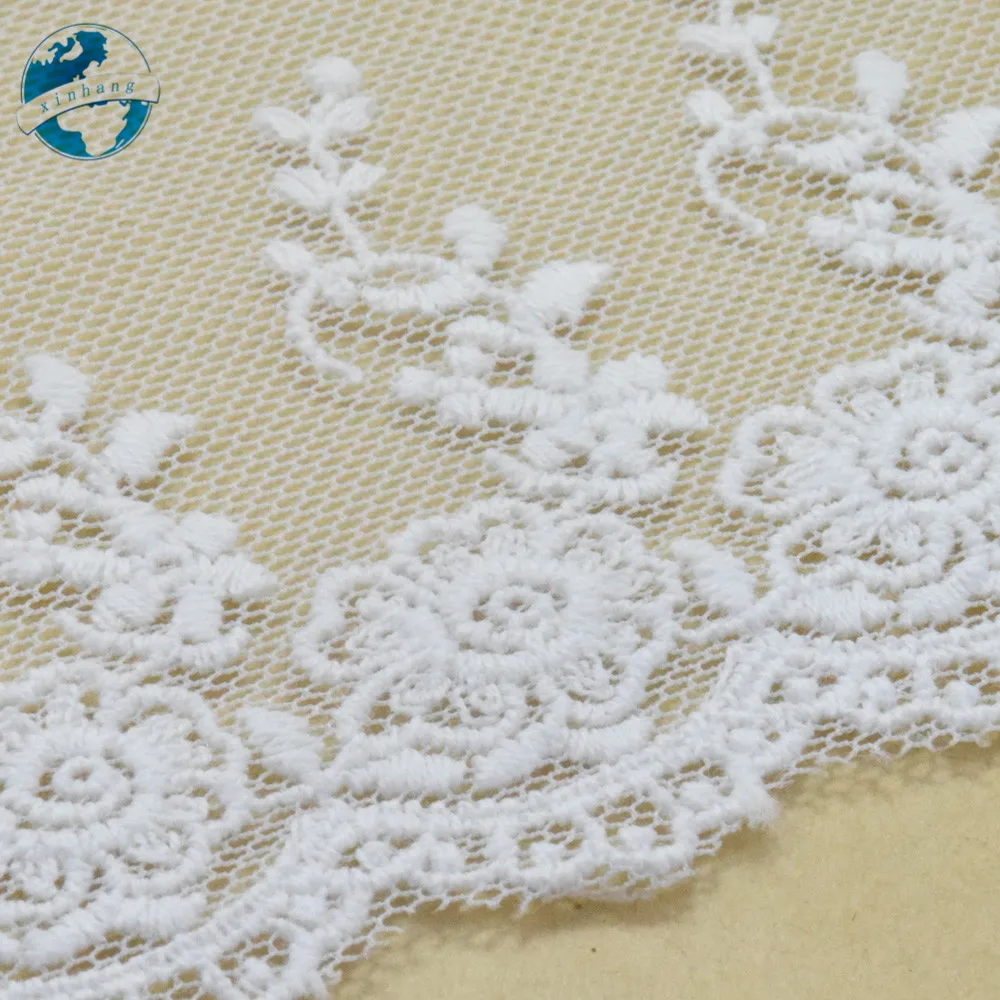 8.5cm White Cotton Embroidery Lace French Ribbon Fabric Guipure Diy Trims Warp Knitting Wedding Dress Sewing Accessories#2945