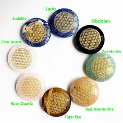 Natural Stone Carved Pendants Flower of Life Pendant for Diy Necklace Jewelry Sacred Geometry Charms Wholesale Dropship 1pc
