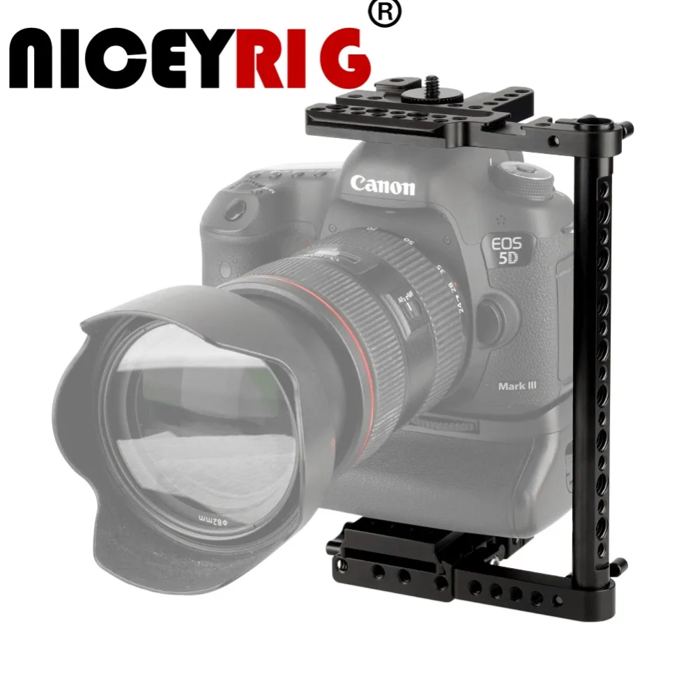 NICEYRIG Universal Camera Cage Rig With QR Plate For Canon EOS-1DC Nikon D3X Sony a7SII  Fujifilm X-T2 With Battery Grip