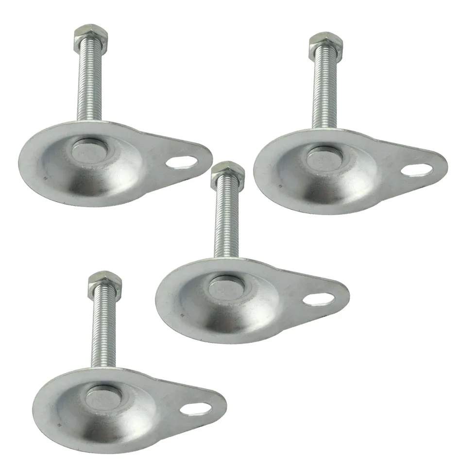 4pcs M16x120mm Adjustable Foot Cups Iron Galvanized Articulated Feet 76mm Diameter Base Leveling Foot