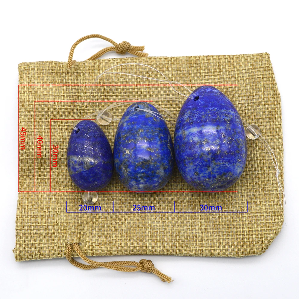 One Set Lapis Lazuli Yoni Egg Natural Drilled Jade Eggs Pelvic Muscle Kegel Exercise Massager