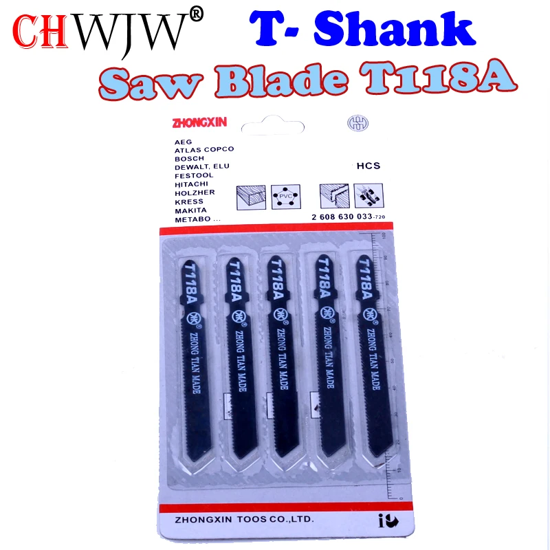 1 packs High Quality T118A Hcs Ground Teeth Straight Cutting T-Shank Jig Saw Blade for Wood