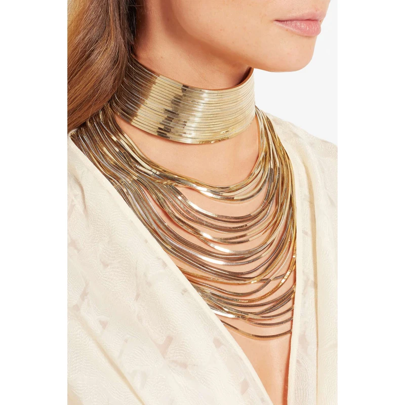 Luxury metal chain choker Maxi shining Necklace egypt style trendy Multilayer Wedding Collier Fashion jewelry ethnic vintage