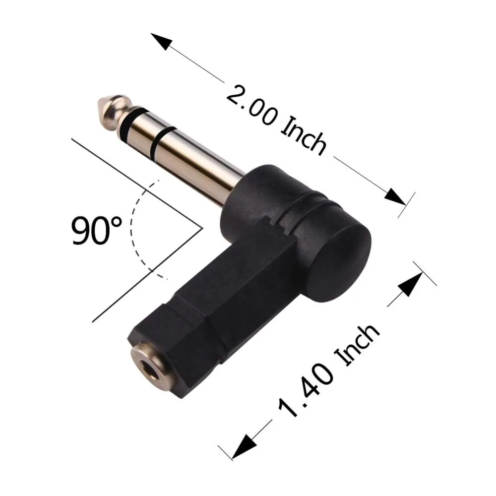 1/4 Inch TRS to 3.5mm Right Angle Adapter,6.35mm Male to 3.5mm Female 90 Degree Stereo Headphone Audio Adaptor Converter Connect