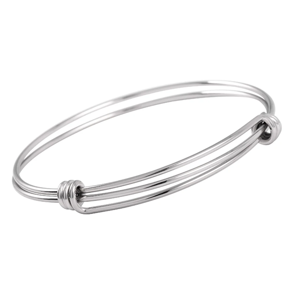 MJB0390 wholesale fashion solid three wire stainless steel adjustable wire bangle bracelet wholesale