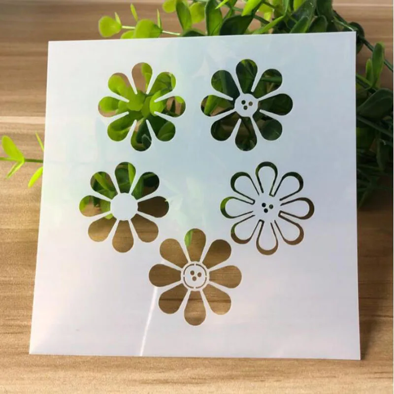 1pc Stencil Reusable Painting Template DIY Flower Tools Photo Album Scrapbooking Coloring Diary Embossing Office School Supplies