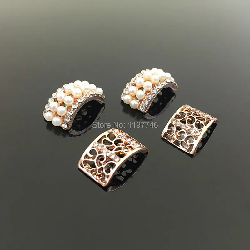 Classical Mini Order 11x22mm 10pcs Cambered Rhinestone Button With White Pearl For Hair Flower Wedding Embellishment