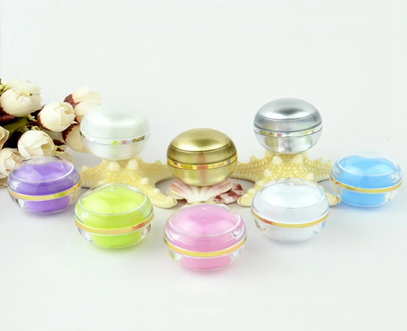 

100pcs/lot 5g cream jar For Lip balm Lipstick Empty Spherical Round lip gloss jar Mini sample container 7 colors