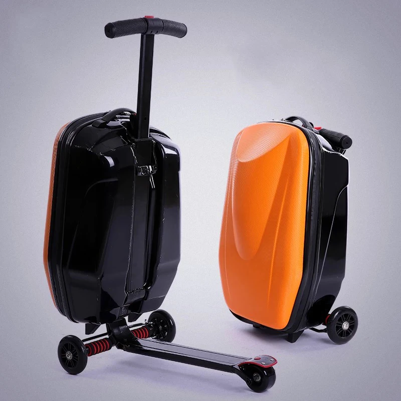 New design cool scooter luggage bag suitcase with wheels skateboard carry ons luggage travel trolley case man women luggage