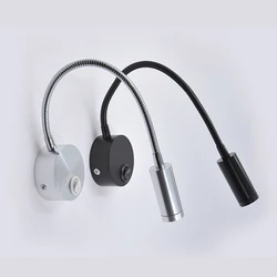 Modern LED Wall Lamp Flexible Hose 1W 3W Light Silver Bathroom Mirror Study Fixtures Reading Header Luminaire LED Lamps