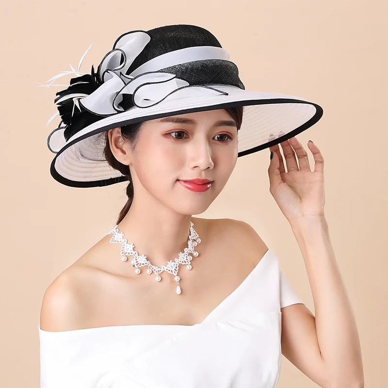 Fedoras Hat Female Ladies Day Beach Visor Cap Holiday Church Party Japanese Summer Women Hats Wedding Show Fascinators Cap H6613