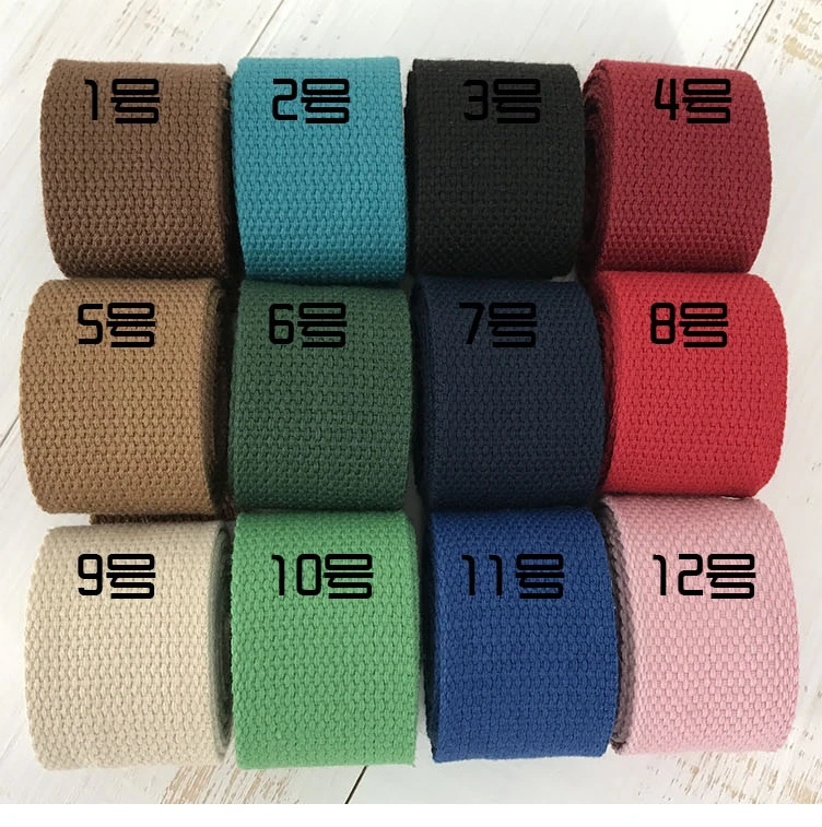 50MM Width Thick Plain Color polyester cotton canvas Webbing Ribbon bag Belt Strap Garments crafts Accessories