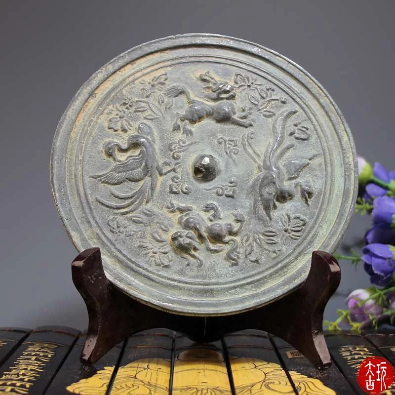 

Rare Antique Bronze Tang Mirror Dragon& Bronze Mirror Round Bronze Mirror,Hand-carving crafts,Collection&Adornment,Free shipping