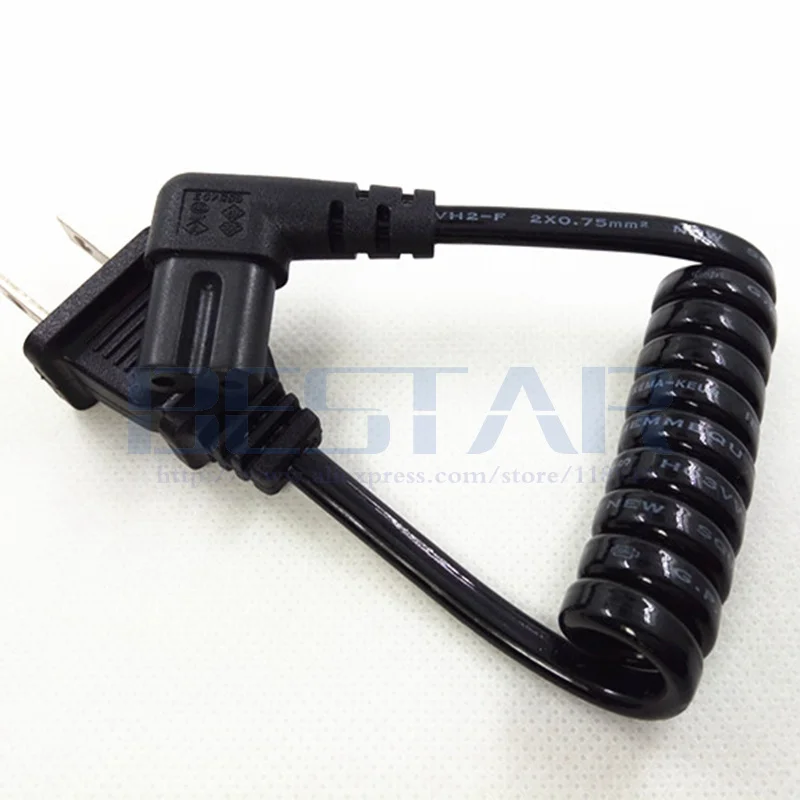 JP US NEMA 1-15P 2-pin Plug To IEC320 C7 AC كابل محمول قصير 2 Prong C7 بزاوية 20 سنتيمتر PU كابل طاقة زنبركي 10-30 سنتيمتر قابل للسحب