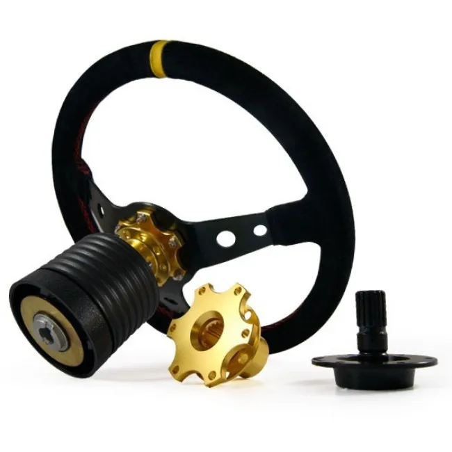 Golden Steering Wheel Snap Off Quick Release Hub Adapter Boss kit Universal