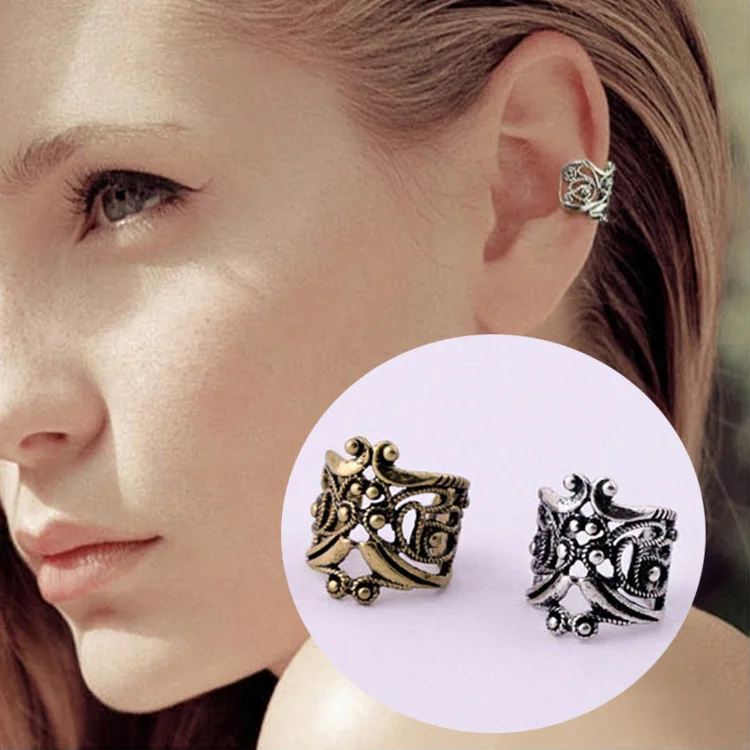 1 Pc Punk Rock Ear Clip Cuff Wrap Earrings No Piercing-clip On Silver Gold Bronze Women Men Bijoux Femme Boucle D'oreille Clip