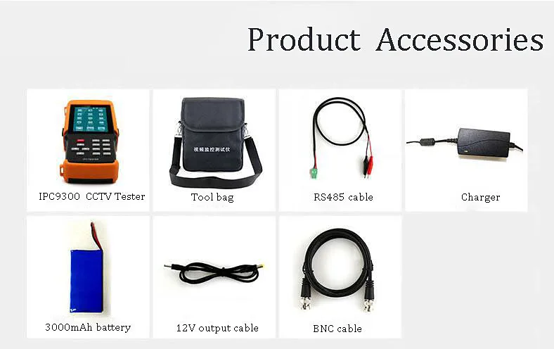 4.3 Inch H.265 4K IP CCTV Tester Monitor IP Analog CVBS Camera Tester WIFI PTZ 12V2A output