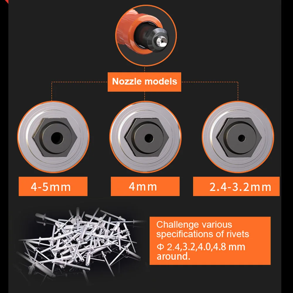 Perceuse de rivetage sans fil, pistolet à écrou électrique Pop, adaptateur de buse rivetée, adaptateur de Rivet pneumatique aveugle