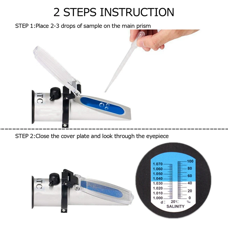 0~10% 1.000-1.070SG Salinity Refractometer Seawater Salinity Meter Optical Tools Salometer for Aquarium 0.001sg Refrectometers