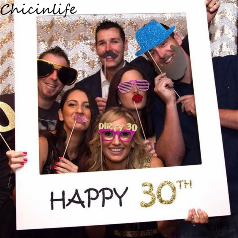Image of Glücklich 30th 35th 40th Papier Photo Booth Rahmen 16th 18th 21th 30th 50th 60th Erwachsene Geburtstag Party Dekoration Geburtstag Requisiten