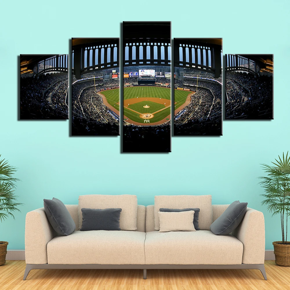 New York  baseball Stadium Sport Wall Pictures For Living Room Wall Art Canvas Painting 5 Pcs Baseball Sports Posters Home Decor