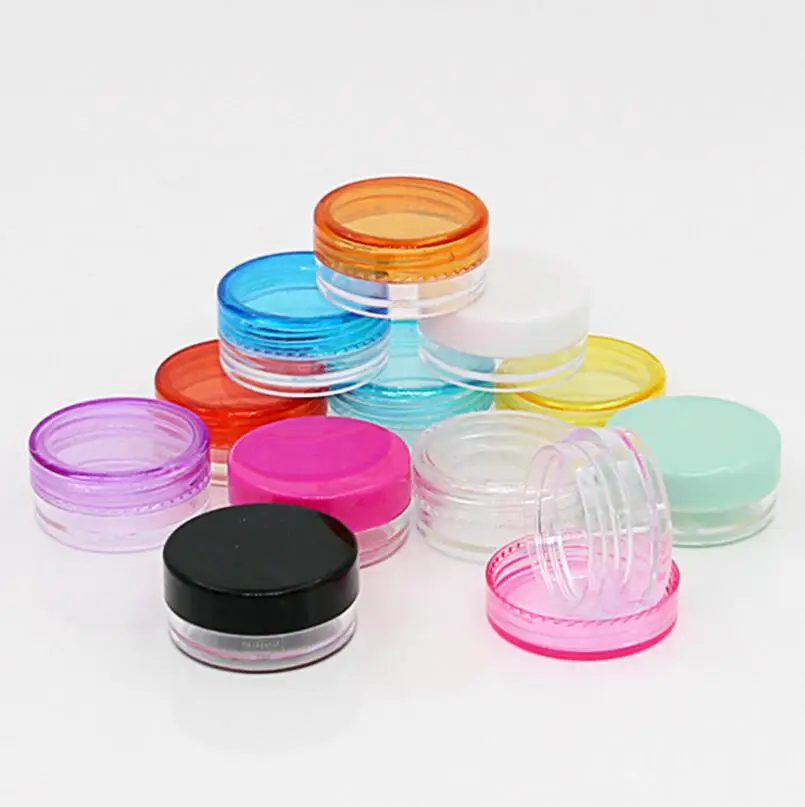 

3ml / 5ml Small Round Bottle Jars, Mini Empty Plastic Nail Art Storage Cosmetic Packaging Containers LX1279