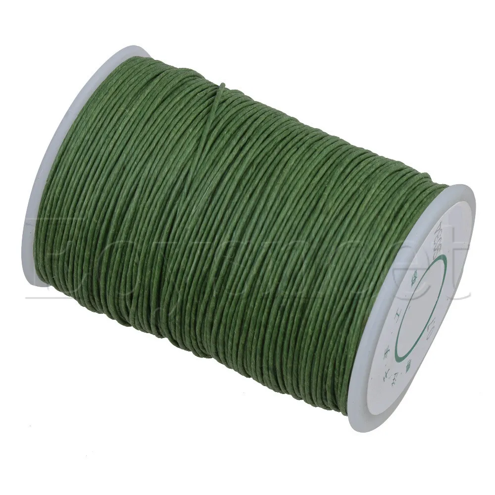 0.7mm Dia 100m Grass Green Round Waxed Thread Leather Craft Sewing Cord