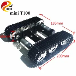 Metal Robot Tank Chassis Mini T100 Crawler Caterpillar Tracked Vehicle With Plastic Tracked Model Diy Teaching Platform Car