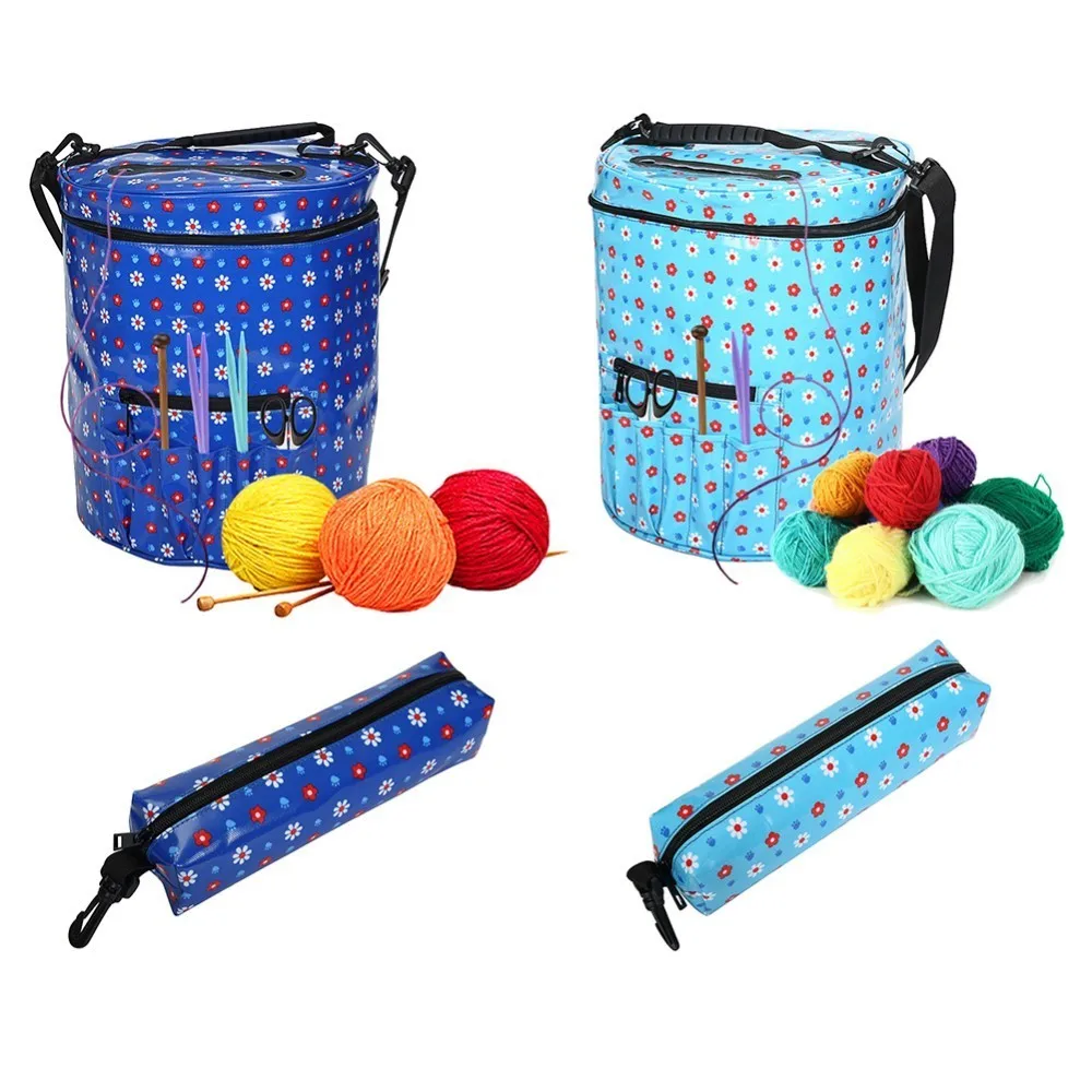 

Yarn Storage Bag Organizer with Divider for Crocheting & Knitting Organization. Portable Yarn Holder Tote for Travel.